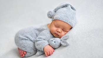 Sleeping, Cute, Baby, Child, Woolen, Cap, Dress, Ash, Color, Cloth, Background, Blur, Toy Cute HD wallpaper