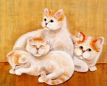 Cute cats, painting, animals, cute, cat, pet HD wallpaper