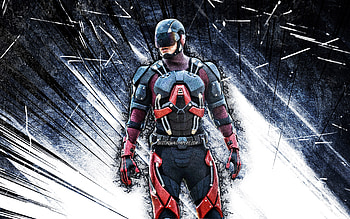 The Atom, grunge art, superheroes, DC Comics, Ray Palmer, blue abstract rays, The Atom , Dr Raymond Palmer HD wallpaper