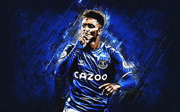 Demarai Gray, Everton FC, English footballer, portrait, blue stone background, Premier League, England, soccer HD wallpaper