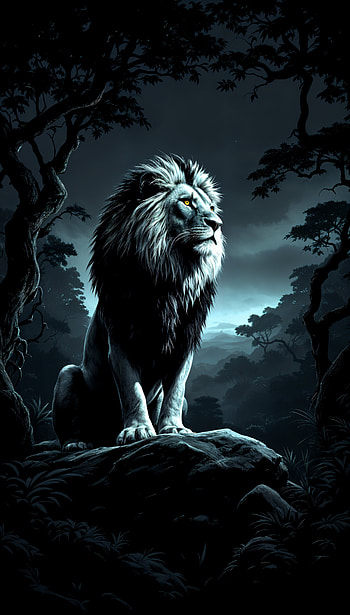 Majestic Safari: A Adventure, lion, Wildlife, moonlight HD phone wallpaper