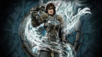 Fully engaged warrior girl, abstract, 3d, fantasy, art, girl, warrior HD wallpaper