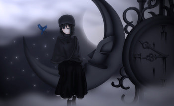 I'm Alone..., animal, anime, bird, alice, moon, stars, mahou tsukai no yoru HD wallpaper