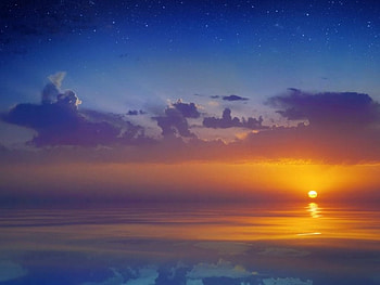 Glowing Sunset, glowing, clouds, sky, nature, seren, sunset, ocean HD wallpaper