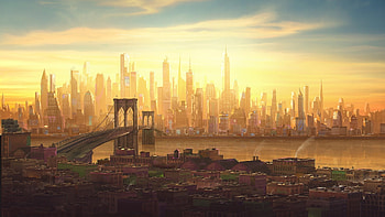 Cityscape, Spider-Man: Into the Spider-Verse, movie, artwork HD wallpaper