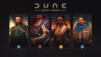 Duke Leto Atreides, the Baron Vladimir Harkonnen, Esmar Tuek, and Liet Kynes Dune Spice Wars HD wallpaper
