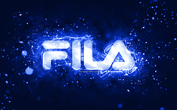 Fila dark blue logo, , dark blue neon lights, creative, dark blue abstract background, Fila logo, brands, Fila HD wallpaper