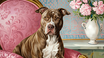 Elegant Pitbull Portrait - Ultra, dog, pit bull, portrait, flower HD wallpaper