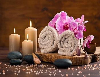 Spa - set, Candles, Stones, Zen, Flower, Towels HD wallpaper