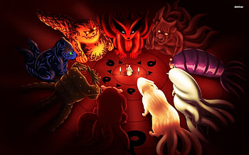 naruto, meeting, magic, creatures HD wallpaper