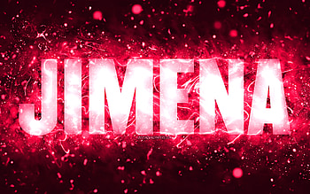 Happy Birtay Jimena, , pink neon lights, Jimena name, creative, Jimena Happy Birtay, Jimena Birtay, popular american female names, with Jimena name, Jimena HD wallpaper