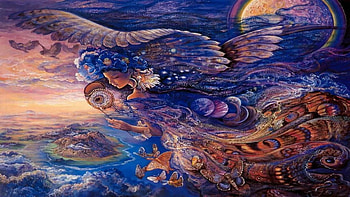 Josephine Wall, Night lights, Fairy flights, Queen of the night HD wallpaper