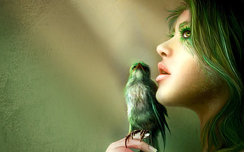 fantasy girl, girl, feathery HD wallpaper