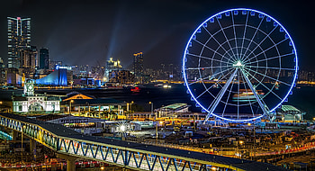 City, Cities, Night, Cityscape, , Hong Kong, Building, Ferris Wheel HD wallpaper