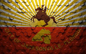 Flag of Jacksonville, honeycomb art, Jacksonville hexagons flag, Jacksonville, 3d hexagons art, Jacksonville flag HD wallpaper