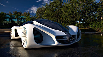 Cars, trees, white, scenic HD wallpaper