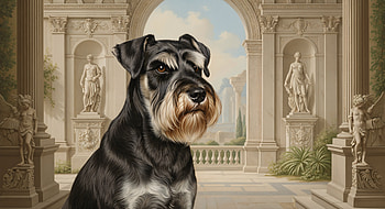 Schnauzer with Classical Architecture Background, schnauzer, dog, statue, architecture HD wallpaper