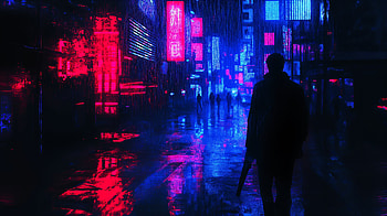 Neon Noir: A Captivating Ultra Experience, neon, night, rain, silhouette HD wallpaper