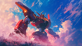 Crimson Sky Sentinel — Anime Mecha, Anime, robot HD wallpaper
