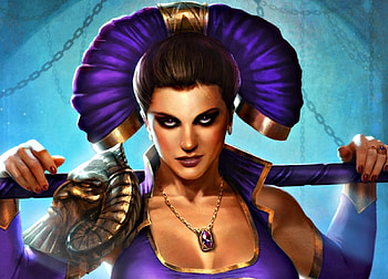 Gladiator Dominatrix, blue, pendant, girl, juggernaut wars, woman, jewel, purple, fantasy, detail, game HD wallpaper