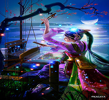 Vega, night, orginal, art, kagaya, oriental HD wallpaper