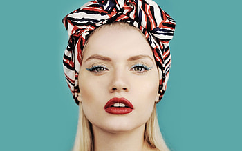 Martina Dimitrova, model, blue eyes, blonde, gorgeous, woman, red lipstick, babe, lady, Bulgarian, most beautiful HD wallpaper