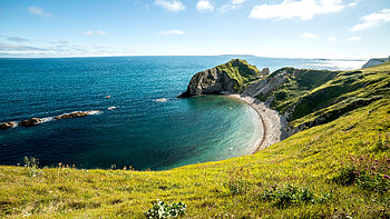 Durdle Door, Sea, Horizon, , Coastline, Beach, Cliff, Sky HD wallpaper