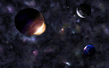 Spaced Out, nebula, planets, moon, space, firebat HD wallpaper