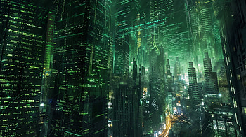 Matrix-Inspired Futuristic City, futuristic city, The Matrix, Matrix HD wallpaper