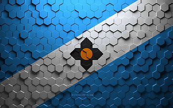 Flag of Madison, Wisconsin, honeycomb art, Madison hexagons flag, Madison, 3d hexagons art, Madison flag HD wallpaper