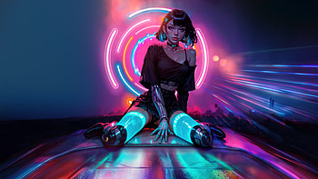 Neon Dreams Cyberpunk Goddess, artist, artwork, ai, digital-art, cyberpunk, neon, artstation HD wallpaper