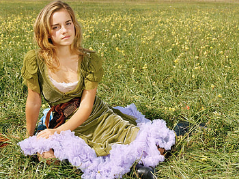 Emma Watson, blonde, watson, harry, dress, lady, lips, potter, blond, eyes, girl, emma, beautiful, woman, hermione, green, face, hair HD wallpaper