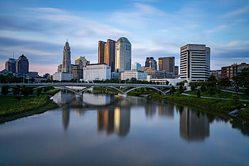 Columbus Skyline, Travels, Dusk scenery, Urban silhouette HD wallpaper