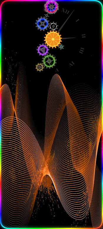 Punch hole, electric blue, art, orange, amoled, colour, samsung, new design, parten, hole display, notch, colourful HD phone wallpaper