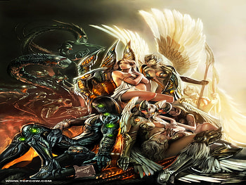 Darkness and Angel, top cow, angel, demon, darkness, cg, comics, witchblade HD wallpaper
