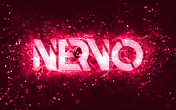 Nervo pink logo, , Australian DJs, pink neon lights, Olivia Nervo, Miriam Nervo, pink abstract background, Nick van de Wall, Nervo logo, music stars, Nervo HD wallpaper