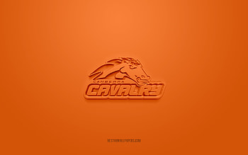 Canberra Cavalry, creative 3D logo, orange background, Australian Baseball League, ABF, 3d emblem, Australian Baseball Club, Australia, 3d art, Baseball, Canberra Cavalry 3d logo HD wallpaper