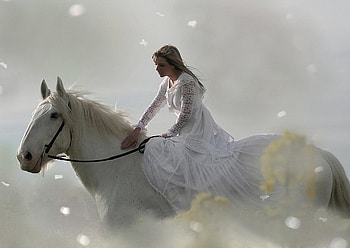 Girl on Horse, girl, horse, beautiful HD wallpaper