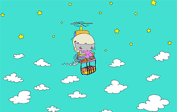 Funny, Art, Flight, Girl, Armchair, Amusingly, Sketch HD wallpaper