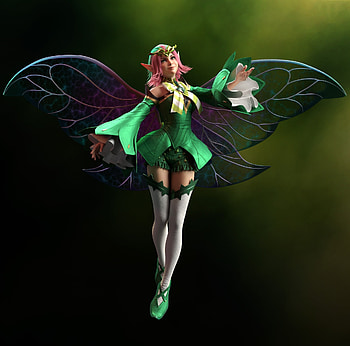 Krixie, girl, tom tran, green, fairy, fantasy HD wallpaper