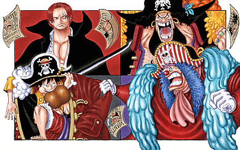 One Piece Legends Unite: Luffy, Teach, Shanks & Buggy in Stunning, Buggy (One Piece), Marshall D. Teach, Monkey D. Luffy, Shanks (One Piece), Anime, One Piece HD wallpaper