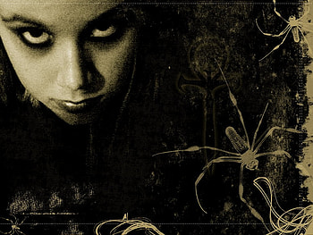 Haunting Me, alone, face, goth, spider, woman HD wallpaper