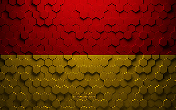 Flag of Burgenland, honeycomb art, Burgenland hexagons flag, Burgenland, 3d hexagons art, Burgenland flag HD wallpaper