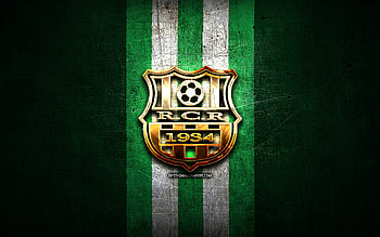RC Relizane FC, golden logo, Algerian Ligue Professionnelle 1, green metal background, football, Algerian football club, RC Relizane logo, soccer, RC Relizane HD wallpaper