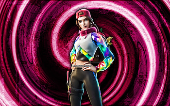 Loserfruit, pink grunge background, Fortnite, vortex, Fortnite characters, Loserfruit Skin, Fortnite Battle Royale, Loserfruit Fortnite HD wallpaper
