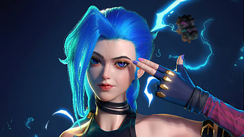 Blue Hair Eyes Jinx League Of Legends HD wallpaper