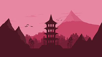 Japan Landscape Vector Minimalist , nature, landscape, minimalism, minimalist, artist, artwork, digital-art, deviantart HD wallpaper