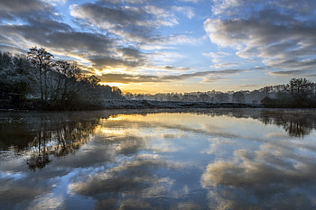 Nature, Trees, Clouds, Dawn, Reflection HD wallpaper