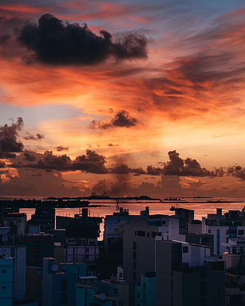 Cities, Sunset, Sky, City, Building, Horizon HD phone wallpaper