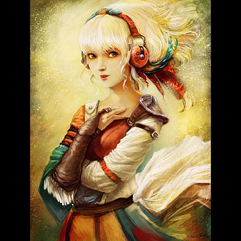 Ella, blonde, teen, dress, beauty, music, cg, female, color, girl, beautiful, colour, fantasy, pretty, face, lovely, eye, head HD wallpaper